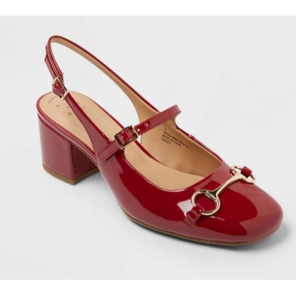 Women's Lucky Square Toe Mary Jane Heels with Memory Foam Insole Size 6